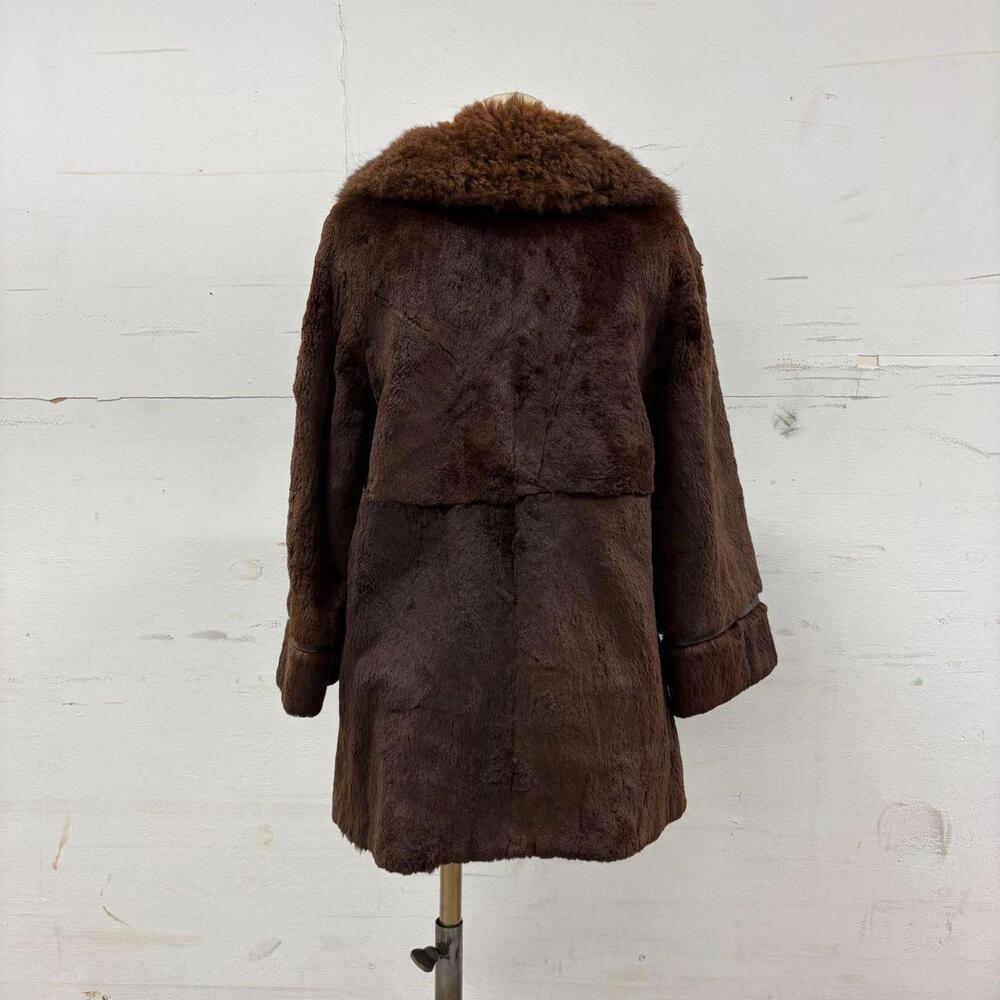 Vintage Chocolate Brown Rabbit or Nutria Real Fur Coat - Picture 2 of 6